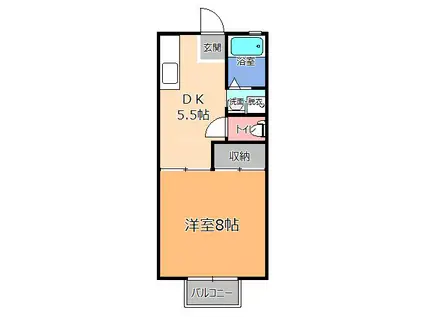 ワコーハイツ(1DK/2階)の間取り写真