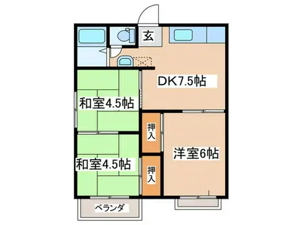 中海岸ハイツ(3DK/2階)の間取り写真