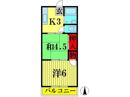 串崎ペアヒル(2K/2階)の間取り写真