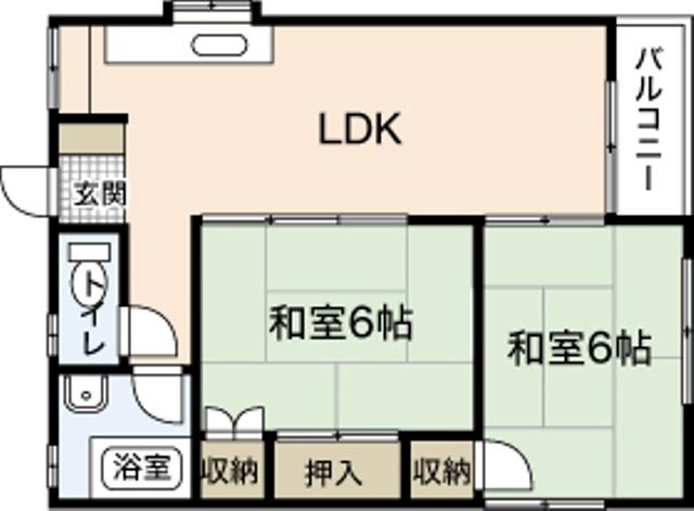 木本レジデンスA棟(2LDK/4階)の間取り写真