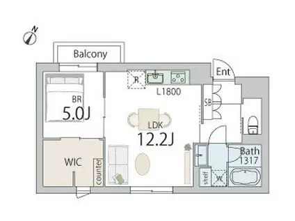 GRANDUO代々木上原3(1LDK/3階)の間取り写真
