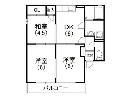 プリシェール(3DK/2階)の間取り写真