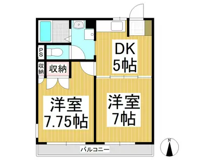 レオパレスノエル(2DK/2階)の間取り写真