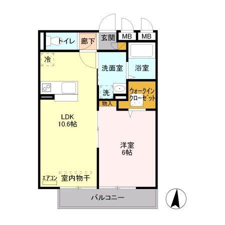 イリオス(1LDK/1階)の間取り写真