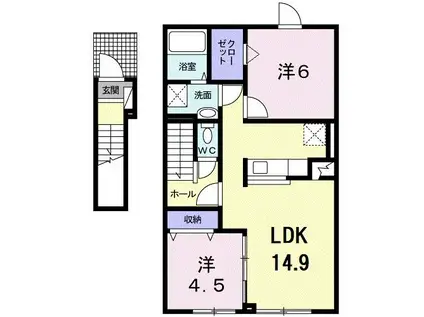 ブリアンコリーヌ(2LDK/2階)の間取り写真