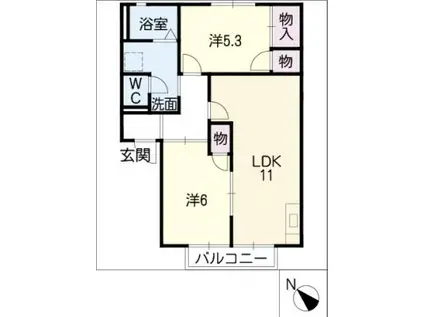 エントピア AMANO(2LDK/1階)の間取り写真