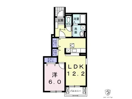 フリーデ I(1LDK/1階)の間取り写真