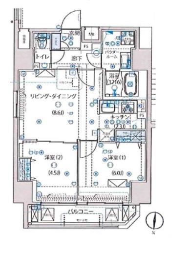 ルクレ墨田緑III(2LDK/7階)の間取り写真