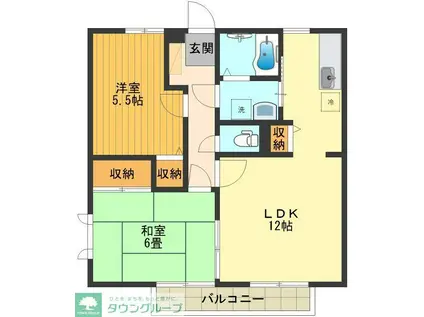 レークヒル(2LDK/2階)の間取り写真