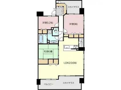 ロイヤルガーデン伏石第2(3LDK/5階)の間取り写真