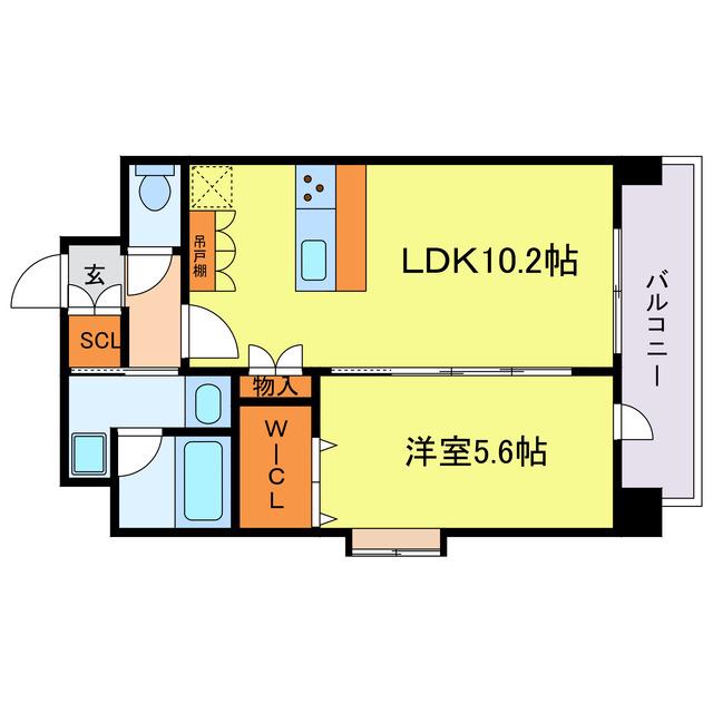 スプランディッド梅田ウエスト(1LDK/6階)の間取り写真