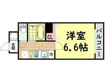 ACTY新町(1K/2階)の間取り写真