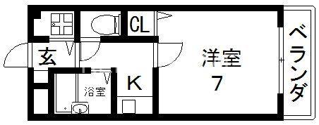 パインビレッジ(1K/3階)の間取り写真