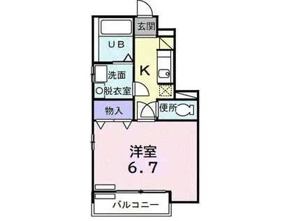 ドミール湘南A(1K/1階)の間取り写真