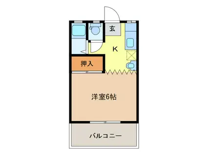 ハイツ上宇部(1K/1階)の間取り写真
