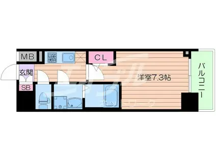 プランドール新大阪PARKレジデンス(1K/7階)の間取り写真