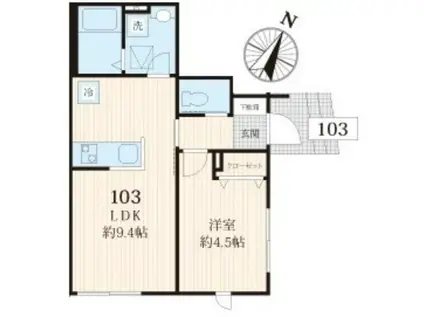 YAMARI(1LDK/1階)の間取り写真