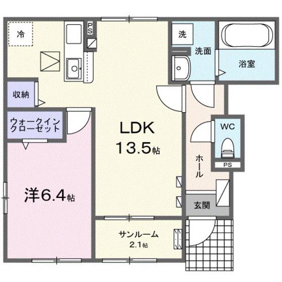 光テラス I(1LDK/1階)の間取り写真