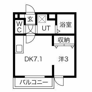メリディアンなないろの里 弐番館(ワンルーム/3階)の間取り写真