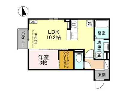 HORIZON(1LDK/2階)の間取り写真