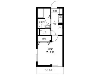 エミネンス多摩川(1K/3階)の間取り写真