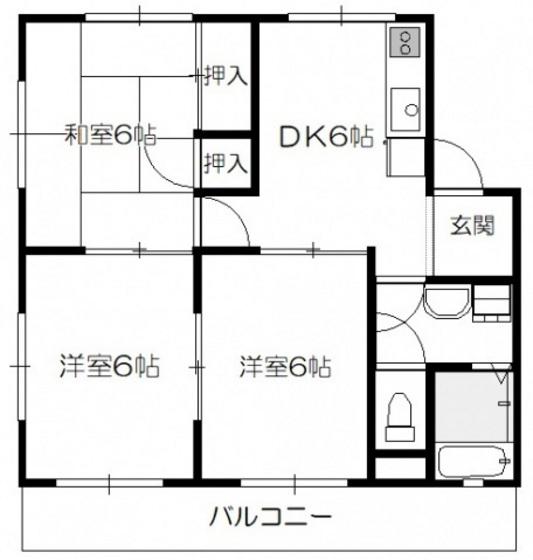 サコマンション(3DK/3階)の間取り写真