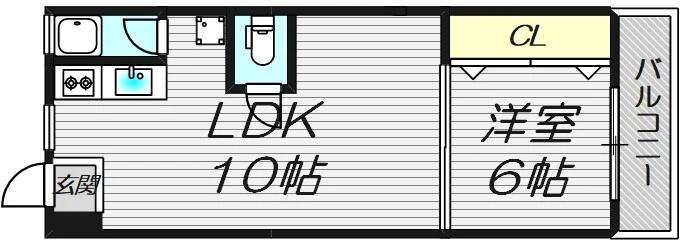 LEGAL守口(1LDK/4階)の間取り写真
