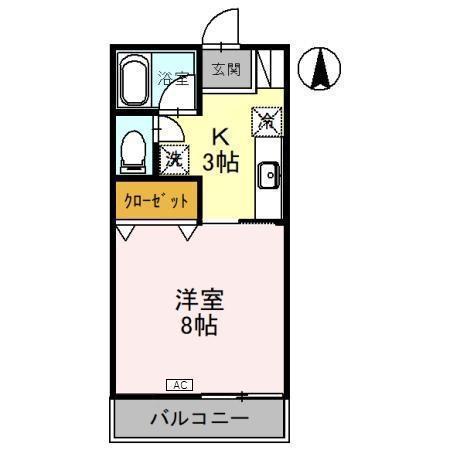 カンパーニュ(1K/1階)の間取り写真