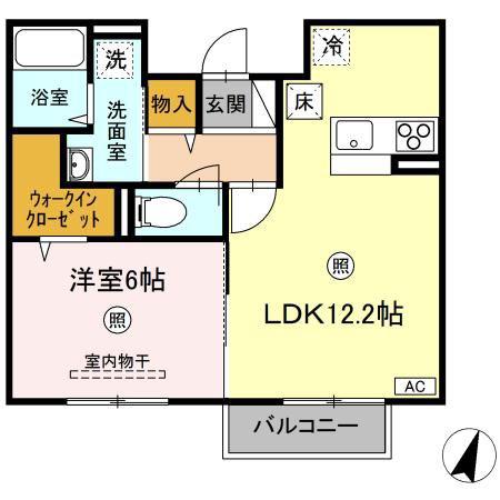 D-ROOM八乙女A(1LDK/1階)の間取り写真