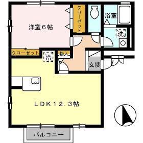 ロイヤルウェルス(1LDK/2階)の間取り写真