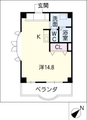 P.MII(ワンルーム/3階)の間取り写真
