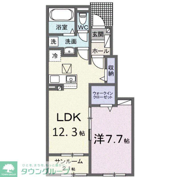 ルシェロI(1LDK/1階)の間取り写真