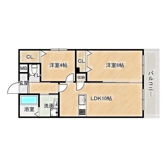 グランイニシオ都島(2LDK/1階)の間取り写真