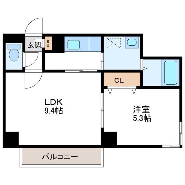 レジディア桑園(1LDK/9階)の間取り写真