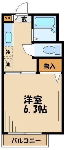 ハウス花水木(1K/2階)の間取り写真