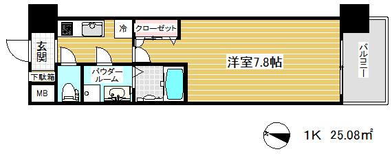 エスリード神戸三宮ノースゲート(1K/6階)の間取り写真