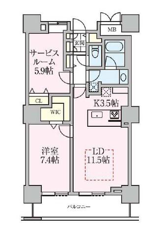 ロイヤルパークスタワー南千住(1SLDK/24階)の間取り写真