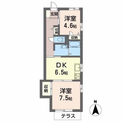 ディアスK・T・T(2DK/1階)の間取り写真