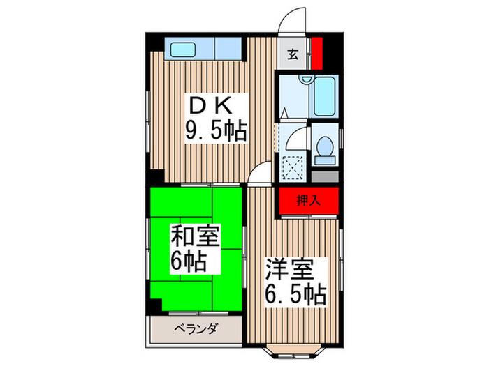 TNDハイツ(2DK/3階)の間取り写真