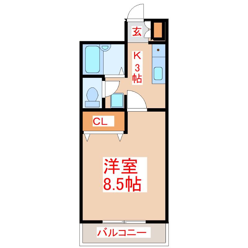 シーサイド平川(1K/2階)の間取り写真