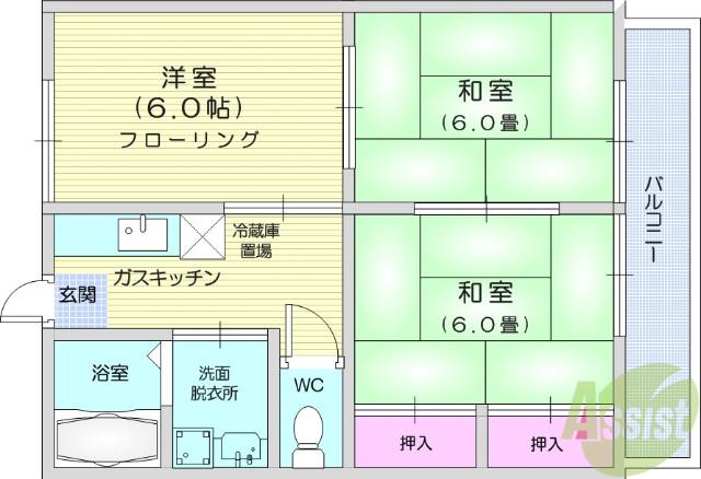SSコーポ(3K/2階)の間取り写真