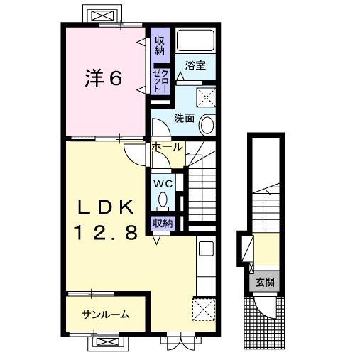 アレグリアII(1LDK/2階)の間取り写真