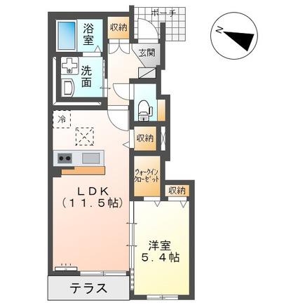 SOLANA(1LDK/1階)の間取り写真