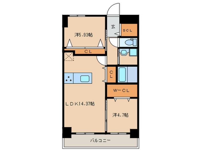 シュライン恵比寿レジデンス(2LDK/11階)の間取り写真