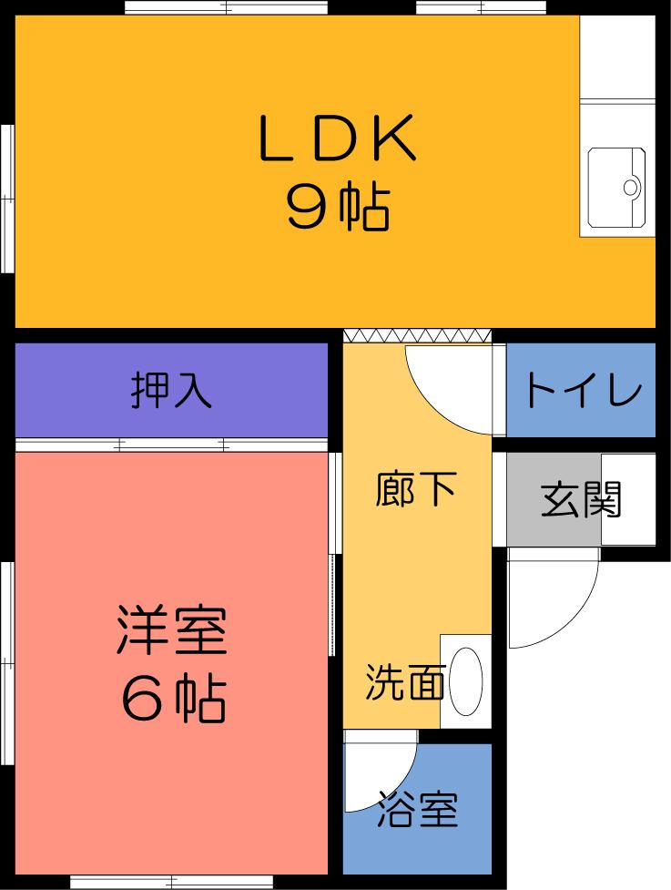 コーポ森のみどり(1LDK/1階)の間取り写真