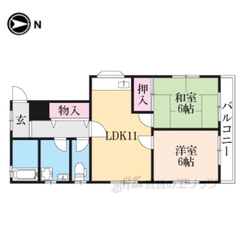 フラワーハイツ(2LDK/2階)の間取り写真