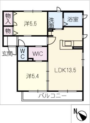 カーサ・リリオ(2LDK/2階)の間取り写真