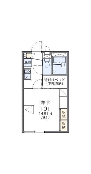 レオパレスエヴァII(1K/1階)の間取り写真