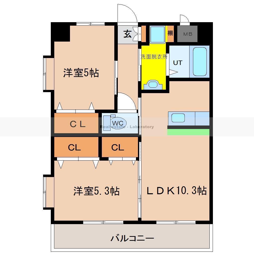 ヒカオプリンスマンション(2LDK/9階)の間取り写真