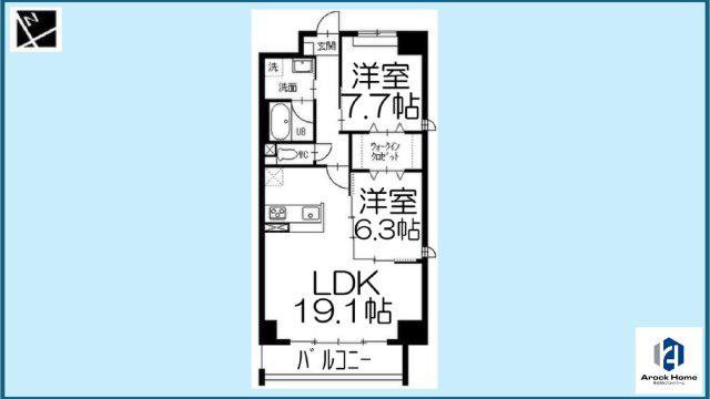 オルソパール伝馬(2LDK/9階)の間取り写真